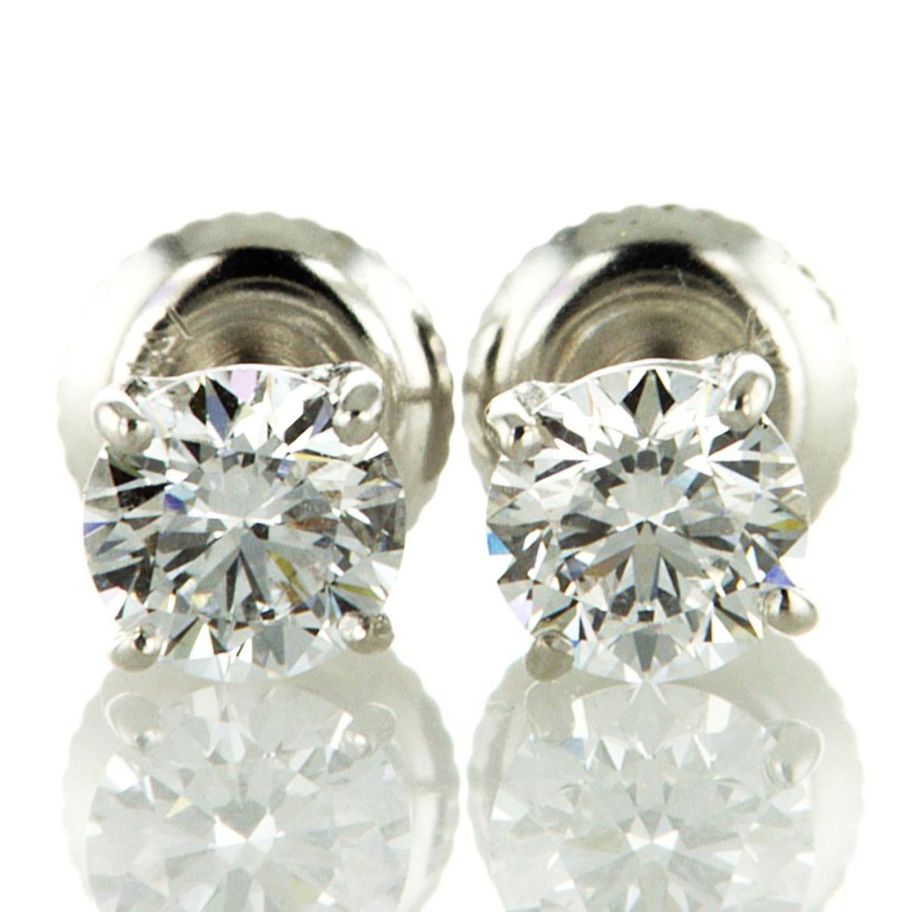 Diamond Stud Earrings Round E VVS2 Lab Created 14K White Gold 1.10 TCW IGI Cert
